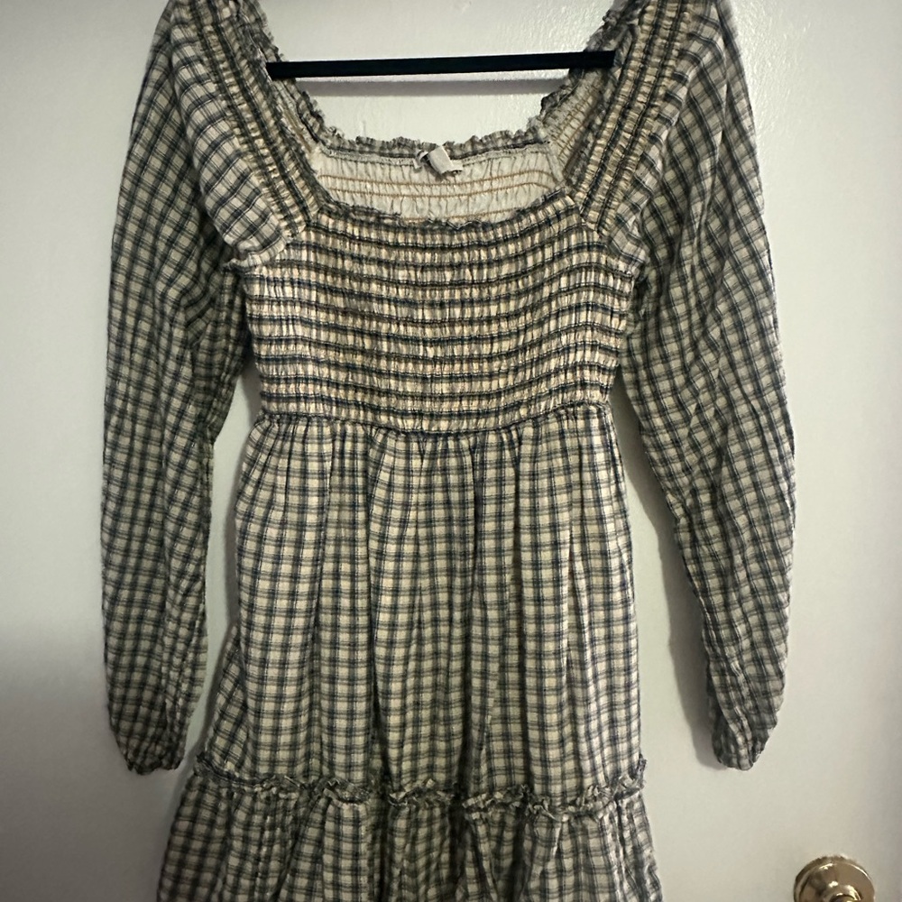 American Eagle Outfitters Smocked Plaid Top